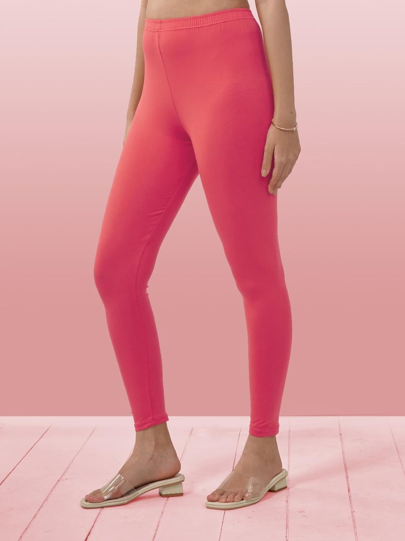 Lyra Women Solid Premium Cotton Ankle length Leggings | Mid-Waist | Fashionwear - Image 4