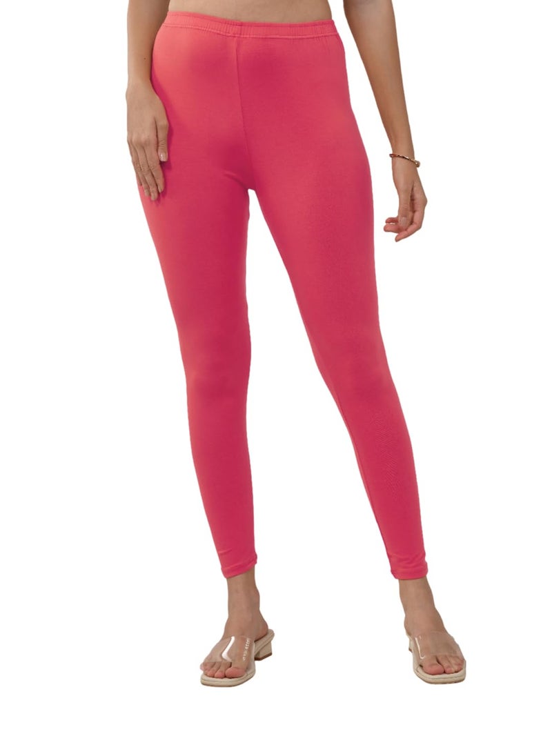 Lyra Women Solid Premium Cotton Ankle length Leggings | Mid-Waist | Fashionwear - Image 1