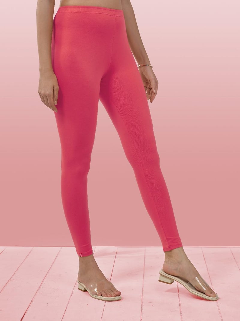 Lyra Women Solid Premium Cotton Ankle length Leggings | Mid-Waist | Fashionwear - Image 3