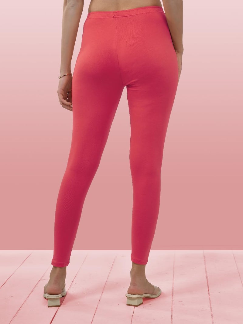 Lyra Women Solid Premium Cotton Ankle length Leggings | Mid-Waist | Fashionwear - Image 2
