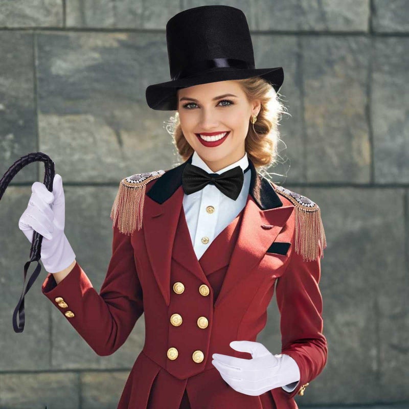 mifengda 7Pcs Circus Ringmaster Costume Women Men Halloween Circus Costume Accessories Adult Ringmaster Costume for Halloween Party Cosplay Black, White - Image 5