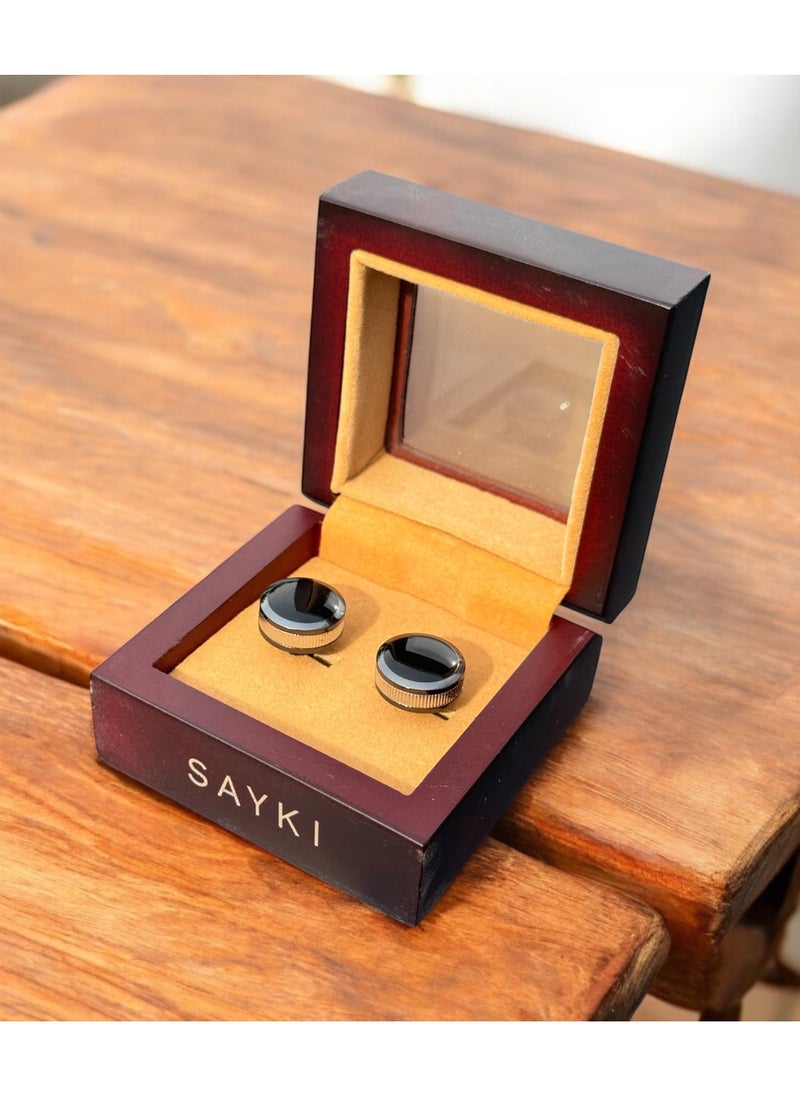 sayki Sayki Cufflinks for Mens Suitable for Business and Wedding Gift. Made in Turkey.  - Image 1