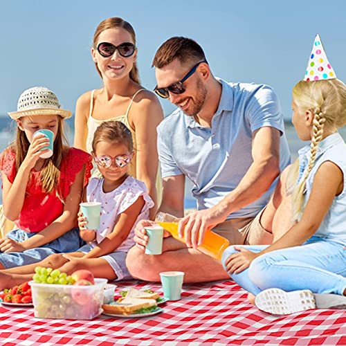 PUPOPIK Outdoor Picnic Blanket, Foldable Waterproof Sand Beach Mat in Large 80x60in for Beach Camping Hiking Travel Family Concerts Portable Beach Blankets (Red) - Image 3