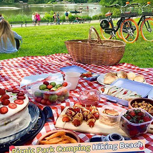 PUPOPIK Outdoor Picnic Blanket, Foldable Waterproof Sand Beach Mat in Large 80x60in for Beach Camping Hiking Travel Family Concerts Portable Beach Blankets (Red) - Image 4