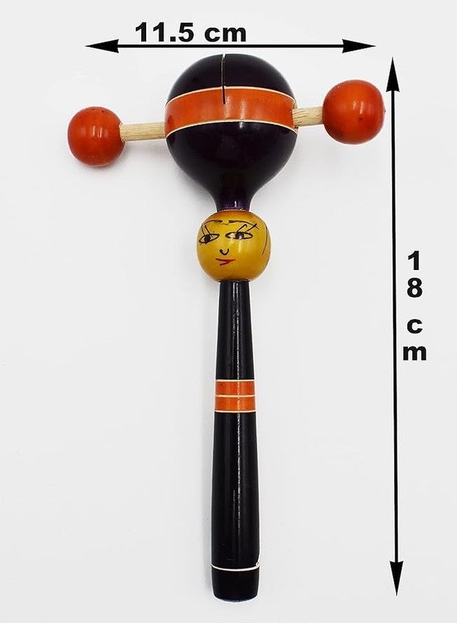 Justhandmade Traditional Wooden Rattle Toy for Kids | Handmade Colorful Wooden Baby Toy | Safe & Eco-Friendly | Indian Wooden Hand Rattle for Toddlers (Violet) - Image 2