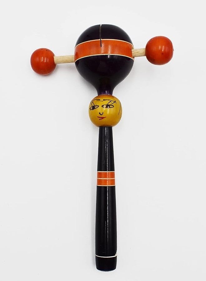 Justhandmade Traditional Wooden Rattle Toy for Kids | Handmade Colorful Wooden Baby Toy | Safe & Eco-Friendly | Indian Wooden Hand Rattle for Toddlers (Violet) - Image 1
