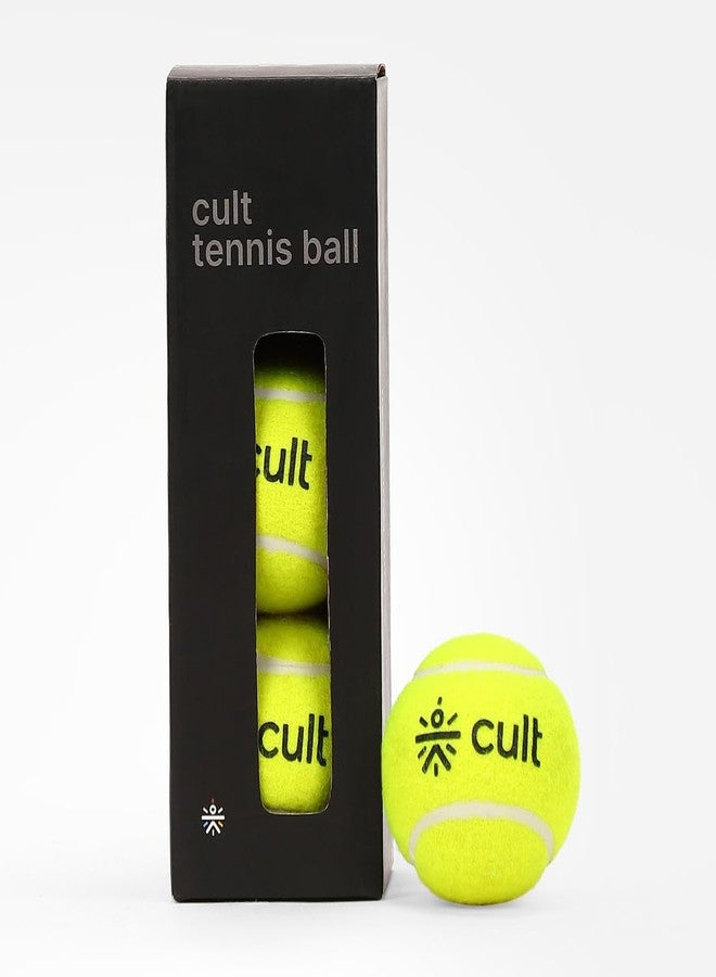 CULT Tennis Balls Pack of 3 - Green Practice & Training Balls for Men, Women & Kids Durable Rubber Core, Soft Felt Cover, High Bounce, All Court Play Beginners & Intermediate Players - Image 2