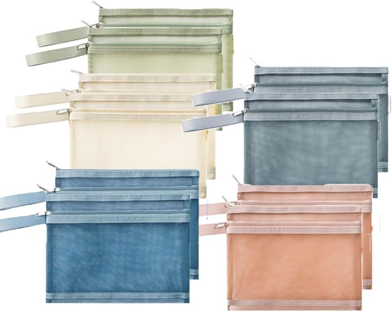Primst Mesh Zippered Storage Bags Colored DoubleLayer Nylon Pouch Bags for Building Blocks Bead Tool Sewing Art Crafts Office Supplies School Organizing Storage 10A52layers  - Image 1