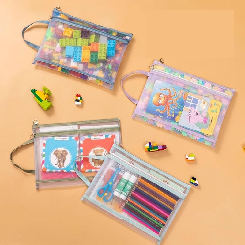 Primst Mesh Zippered Storage Bags Colored DoubleLayer Nylon Pouch Bags for Building Blocks Bead Tool Sewing Art Crafts Office Supplies School Organizing Storage 10A52layers  - Image 2