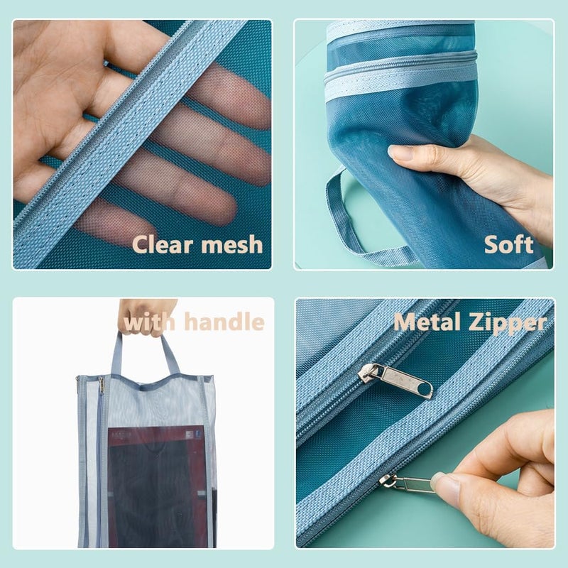 Primst Mesh Zippered Storage Bags Colored DoubleLayer Nylon Pouch Bags for Building Blocks Bead Tool Sewing Art Crafts Office Supplies School Organizing Storage 10A52layers  - Image 5