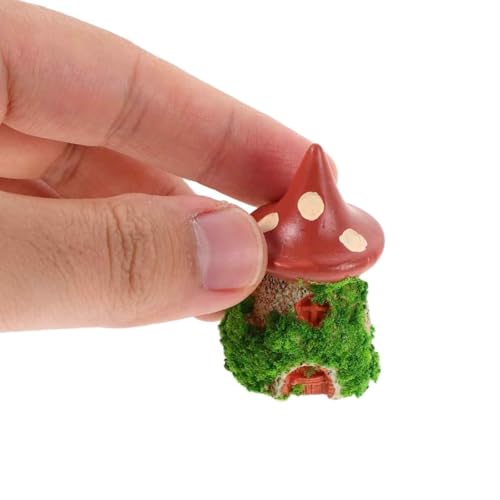 XFSAFDM 6 Pieces Miniature Decorative Items, Mushroom Stump House Sign Set, Resin Miniature Furniture for Home Living Room, Small Decorative Items for Shelves - Image 4