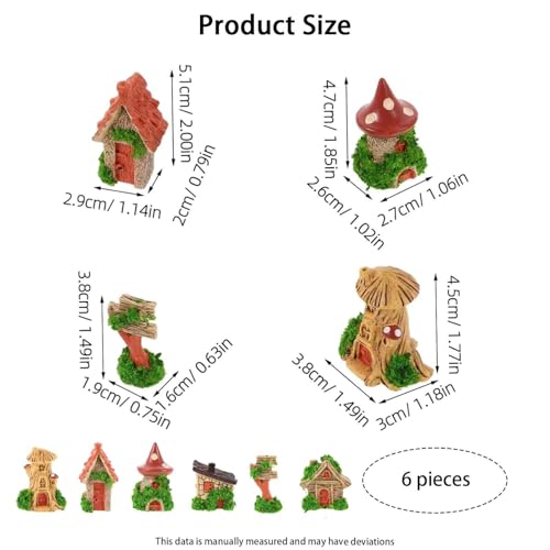 XFSAFDM 6 Pieces Miniature Decorative Items, Mushroom Stump House Sign Set, Resin Miniature Furniture for Home Living Room, Small Decorative Items for Shelves - Image 2
