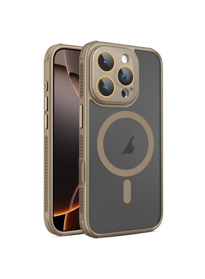 إيروريكس جراب لهاتف iPhone 16 Pro مصنوع من جلد جانبي مبرد مغناطيسي من MagSafe مع غشاء عدسة - Image 1