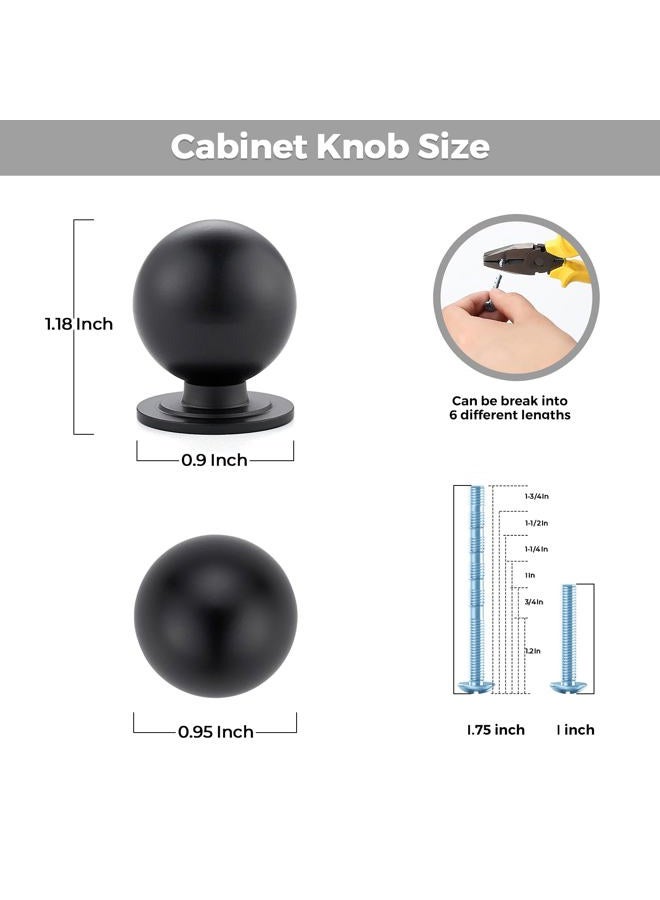 Ravinte Decor 12 Pack Black Cabinet Knobs, Round Dresser Knobs, Ball Kitchen Cabinet Hardware, 0.95" Diameter - Image 3