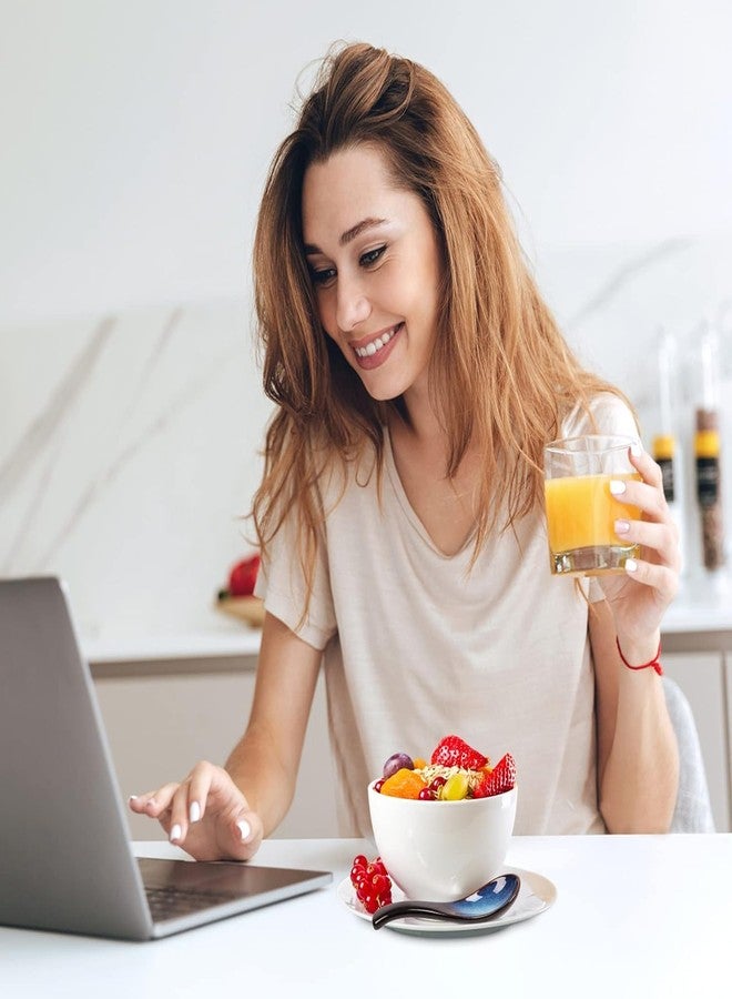 QHYFFS طقم ملاعق شوربة آسيوية، ملعقة شوربة يابانية زرقاء، ملاعق شوربة صينية سيراميك، ملعقة رامين، ملعقة بورسلين عتيقة، ملاعق أرز لحساء الحبوب، رامين، فو، ونتون، زلابية، ميسو، قطعتان - Image 5