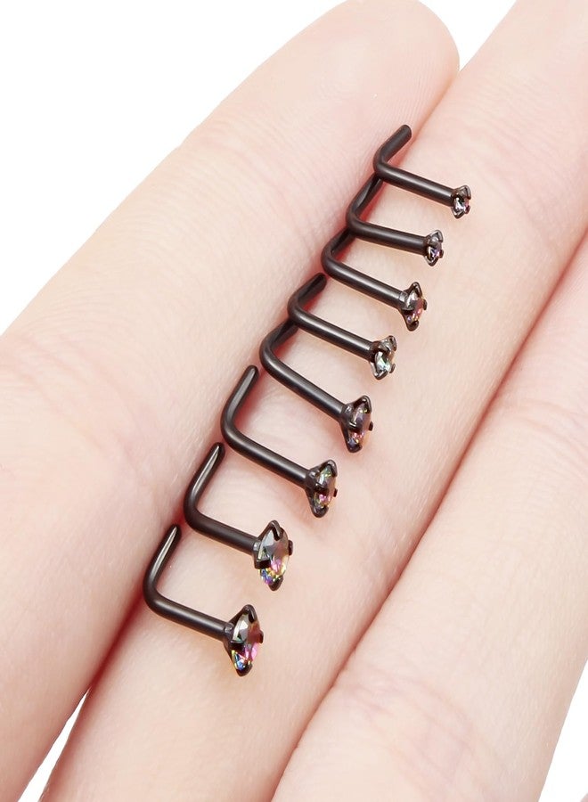 Hoeudjo Black Nose Ring Surgical Steel Nose Studs L Shaped Nose Rings for Women 18g Nostril Piercing jewelry Top Size 1.5/2/2.5/3mm - Image 4