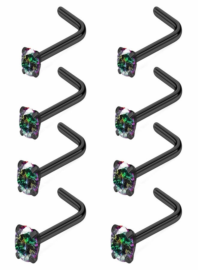 Hoeudjo Black Nose Ring Surgical Steel Nose Studs L Shaped Nose Rings for Women 18g Nostril Piercing jewelry Top Size 1.5/2/2.5/3mm - Image 1