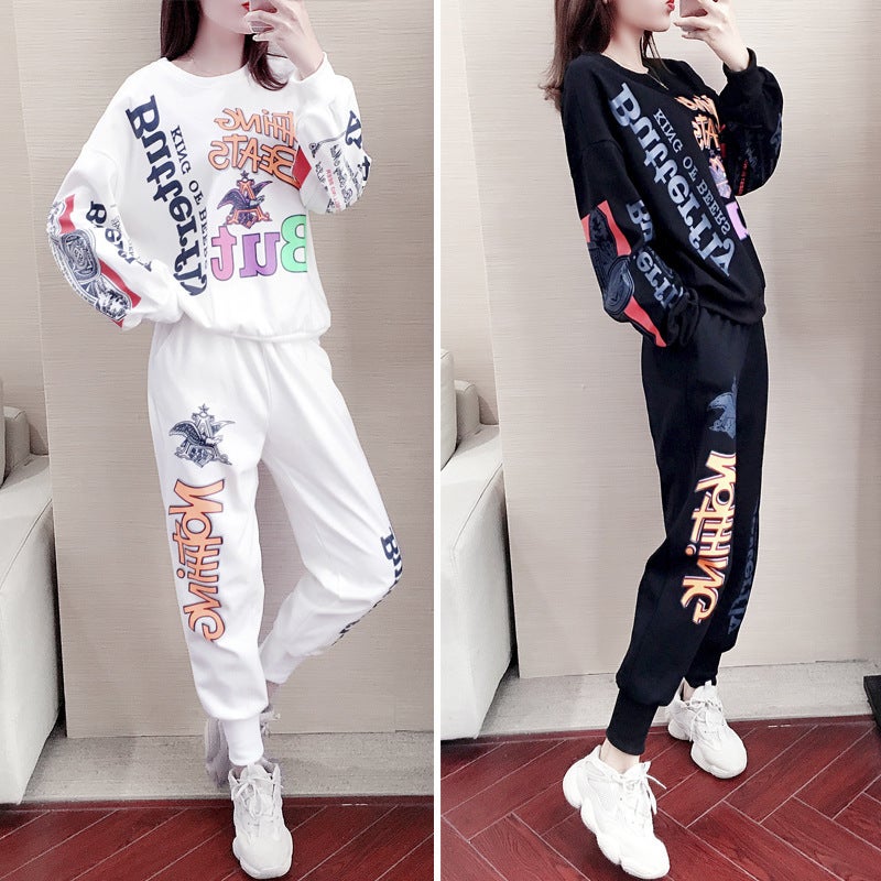 2021 Casual Sports Suit Set Women White - Image 4