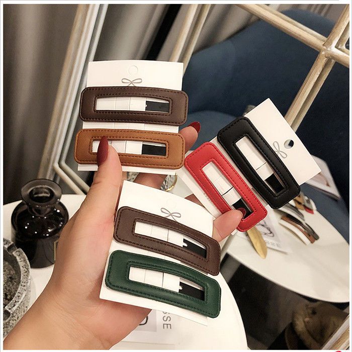 Generic New Korean Leather Broken Hairpin Side Clip Girl Internet Red Top Clip Side Medium Bb Clip Bangs Clip Headwear All-match Value Hairpin 6 Pack