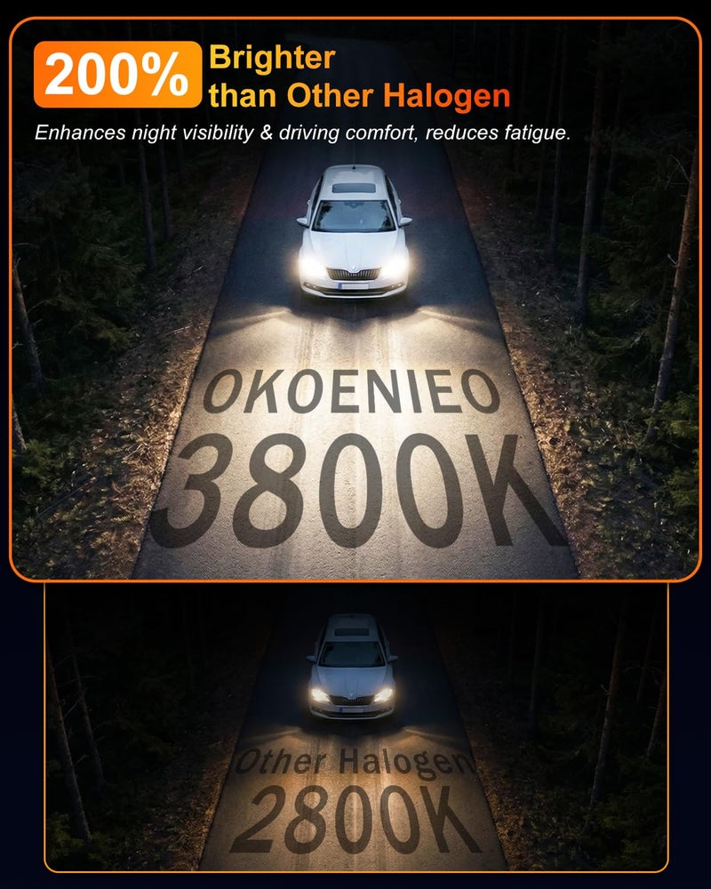 OKOENIEO 9007/HB5 Halogen Headlight Bulbs,12V 55W Standard Halogen,4000 Lumens,3800K,Headlight High and Low Beam,Automotive Headlight Bulbs,Head Light Bulbs for Car,Pack of 2 - Image 2