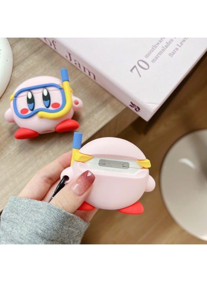 Star Card Suitable For Apple Airpods Protective Cover 4 Generation Pro2 2 Generation 1 Generation 3 Generation Wireless Bluetooth Earphone Case-Color:Diving Kirby + Hook-Applicable Models:Airpods Pro 2nd Generation