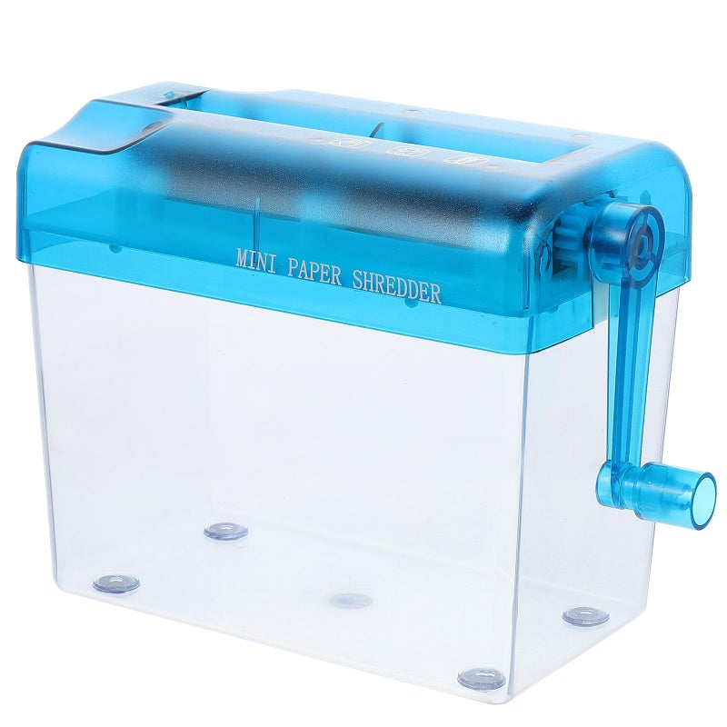 Blue Portable Manual Paper Shredder A6 Size for Home Office School Desktop Use - Image 2