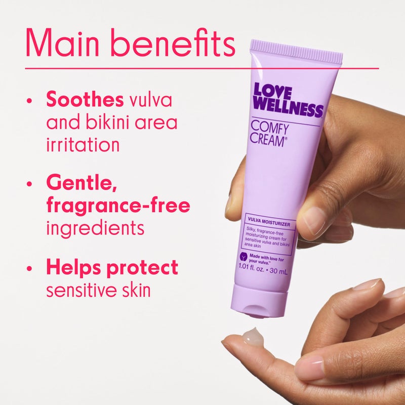 Love Wellness Comfy Cream | Vulva & Vaginal Moisturizer Cream | Daily Care for Dry & Sensitive Vulva | Non-Irritating & Fragrance-Free | Nourishing Vulva Balm for Vaginal Health Support | 1.01 oz. - Image 3
