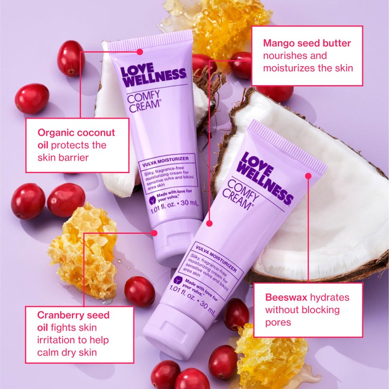 Love Wellness Comfy Cream | Vulva & Vaginal Moisturizer Cream | Daily Care for Dry & Sensitive Vulva | Non-Irritating & Fragrance-Free | Nourishing Vulva Balm for Vaginal Health Support | 1.01 oz. - Image 4