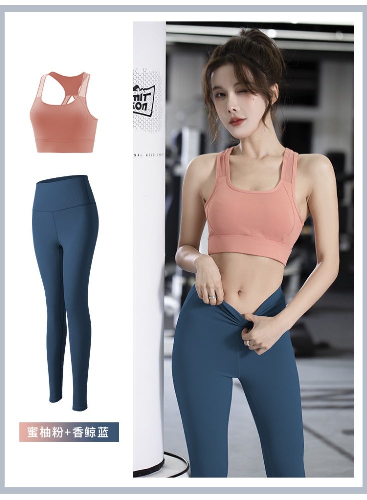 Women's Cross Back Sports Bra Quick Dry Compression Tights Yoga Running Vest Tops  Fitness Wear Cropped Pants - Image 1