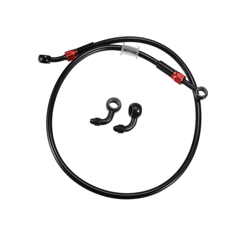 ACROPIX Brake Hose AN3 28 90 Degree M10x10 Motorcycle Hydraulic Brake Line Oil Hose Pipe Fitting for ATV Motorcycle Motocross 70cm Black Red 1 Set Car Parts - Image 2