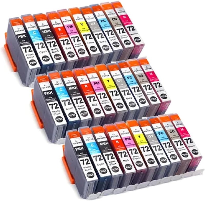 Compatible Ink Cartridge for Pro-10 Pro-10s Printer Works with 72 PGI 72 PGI-72 PGI72 Ink Cartridge(3SET 30PCS)