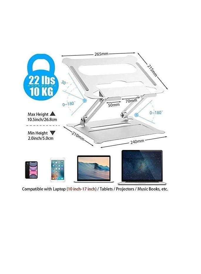 Adjustable Portable Foldable Laptop Stand Holder for Notebook, Tablet, Desktop with 10" to 17" Display, Aluminum  - Image 2