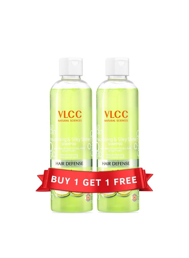 VLCC Nourishing & Silky Shine Shampoo - B1G1-350ml X 2 (700ml) | Stronger, Silkier Hair | Helps Prevent Frizzy Hair, Easy to Manage Hair Shampoo | Soy Proteins and Almond Shampoo. - Image 1