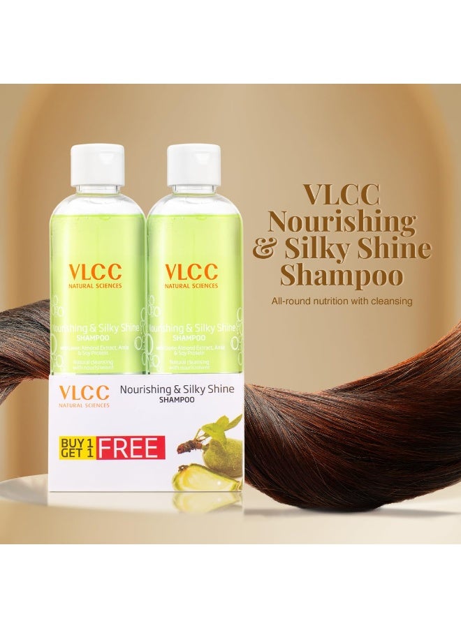 VLCC Nourishing & Silky Shine Shampoo - B1G1-350ml X 2 (700ml) | Stronger, Silkier Hair | Helps Prevent Frizzy Hair, Easy to Manage Hair Shampoo | Soy Proteins and Almond Shampoo. - Image 3