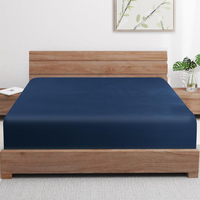 Zaizaihome 2 Pack Bamboo Viscose Cooling Fitted Sheet Full Size Only  400 Thread Count  16"" Deep Pocket Cooling Bottom Sheets for Hot Sleeper  Silky Soft Breathable (Full  Navy Blue  - Image 1