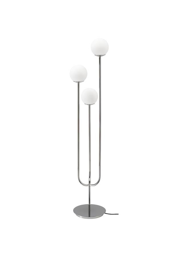 Zaboon Floor lamp, chrome-plated/opal white glass - Image 1