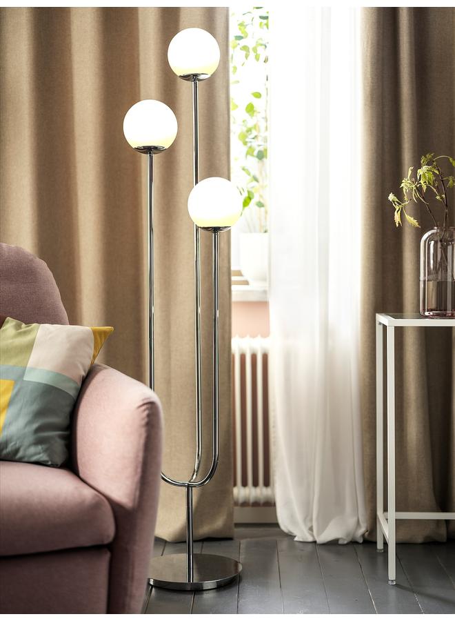 Zaboon Floor lamp, chrome-plated/opal white glass - Image 3