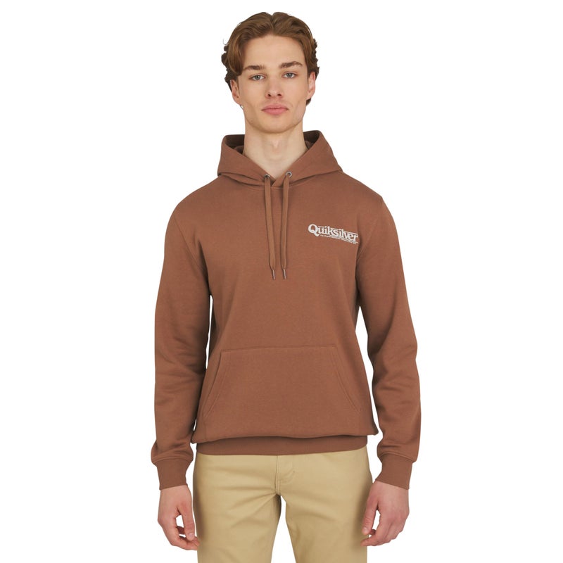 QUIKSILVER سويت شيرت هودي للرجال من كويك سيلفر بتصميم عادي من فليس ناعم جداً بوزن متوسط، لون بني، مقاس متوسط - Image 1