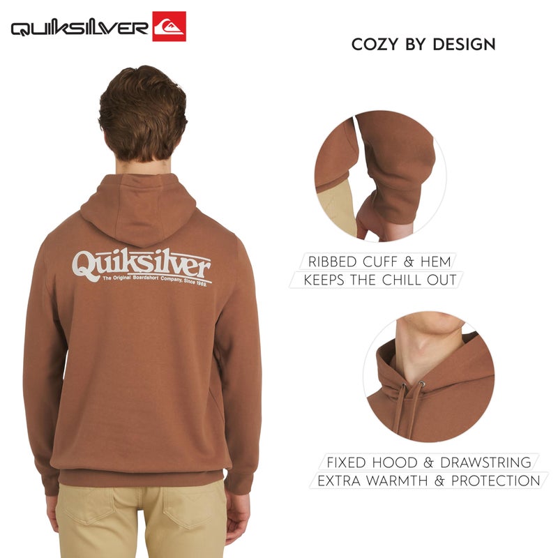 QUIKSILVER سويت شيرت هودي للرجال من كويك سيلفر بتصميم عادي من فليس ناعم جداً بوزن متوسط، لون بني، مقاس متوسط - Image 4
