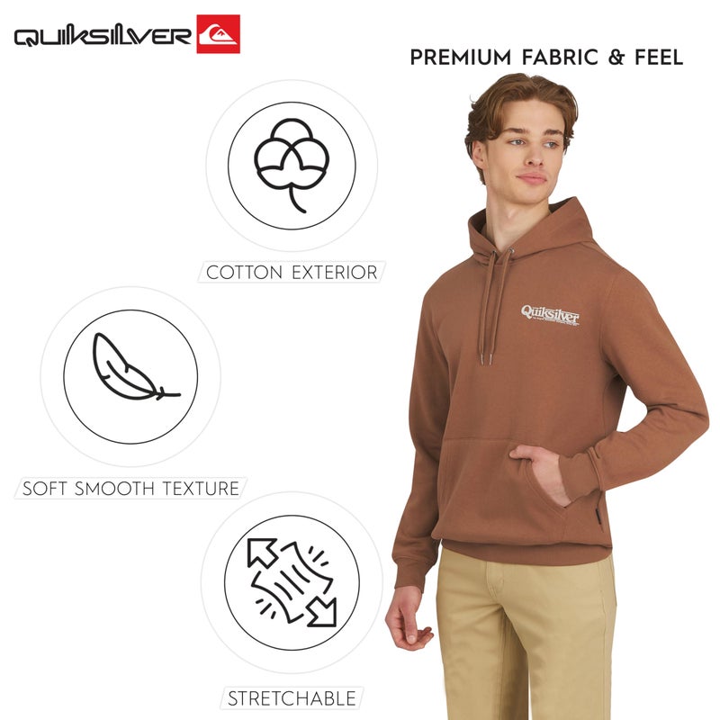 QUIKSILVER سويت شيرت هودي للرجال من كويك سيلفر بتصميم عادي من فليس ناعم جداً بوزن متوسط، لون بني، مقاس متوسط - Image 5