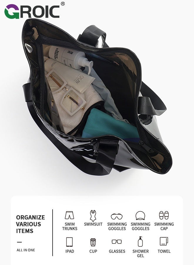 GROIC Swimming Bag for Women,Summer Travel Tote Bag with Large Pocket, Summer Beach Tote Bags for Women,Waterproof Sandproof Shoulder Handbag,Swimming Pool Travel Bags - Image 4