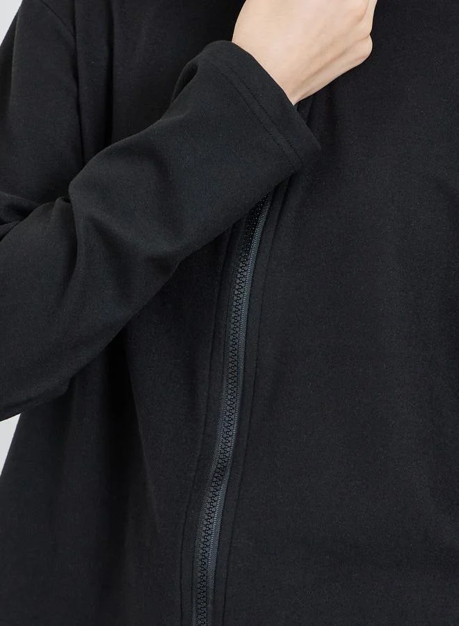 Styli  Women Black Zip-Up Knit Jacket and Pants Co-Ords for Women | Best Price UAE