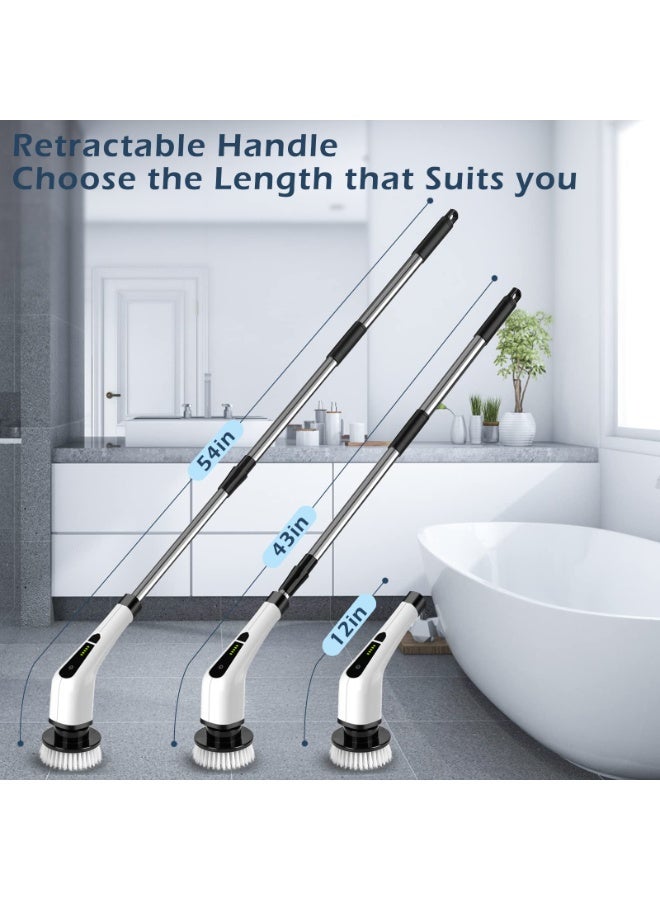 هومستر فرشاة تنظيف كهربائية 9NI1، فرشاة تنظيف كهربائية لاسلكية، فرشاة تنظيف كهربائية مع 8 رؤوس فرشاة بديلة، عمر بطارية طويل، 3 مقبض قابل للضبط، 5 سرعات قابلة للضبط لسيارة حمام المطبخ حوض الاستحمام الزجاجية - Image 2