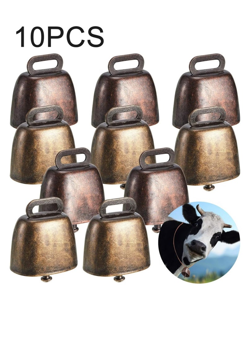 Unewshi 10 Pack Cow Horse Sheep Grazing Copper Bells, Grazing Copper Bells, Small Brass Bells, Farm, Loud Bronze Bell for Long Distance,2 Colors. - Image 1