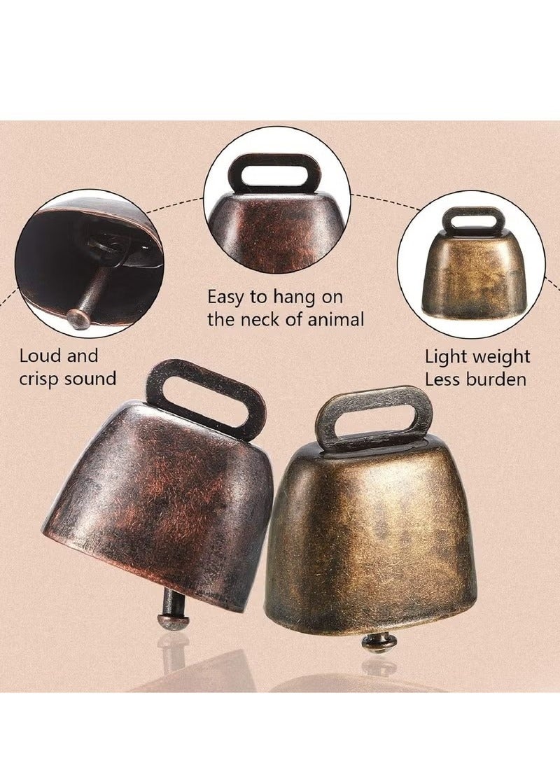 Unewshi 10 Pack Cow Horse Sheep Grazing Copper Bells, Grazing Copper Bells, Small Brass Bells, Farm, Loud Bronze Bell for Long Distance,2 Colors. - Image 3
