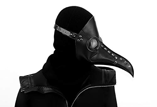 duduta Black PU Leather Plague Doctor Mask, Bird Death Mask Halloween Scary Costume Mask - Image 4