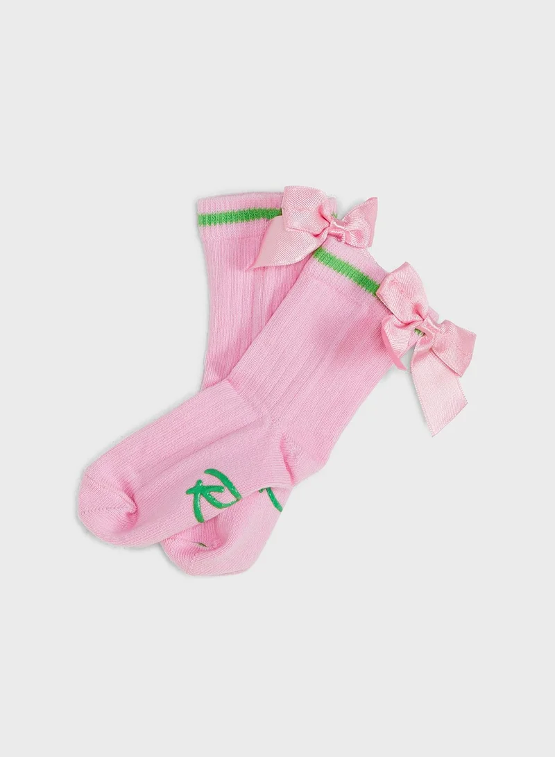 RIVER ISLAND Kids 2 Pack Gingham Bow Socks