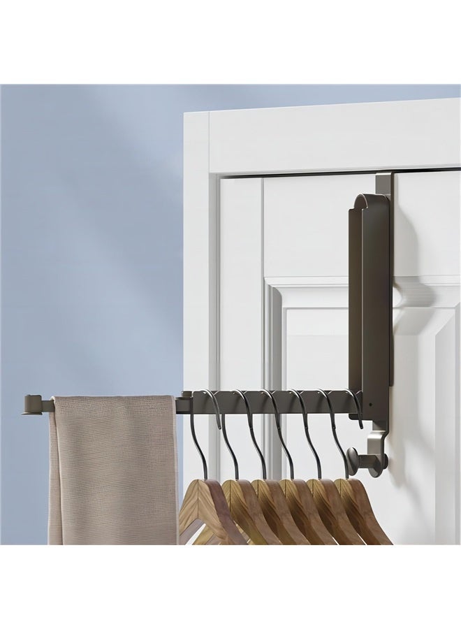 Black Foldable Over Door Clothes Hanger - Metal Drying Rack with Towel Racks for Laundry - Bathroom Door Hanger, 1 Pack - Image 1