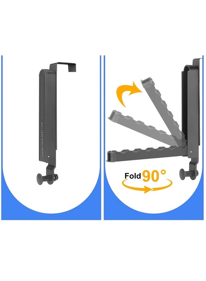 Black Foldable Over Door Clothes Hanger - Metal Drying Rack with Towel Racks for Laundry - Bathroom Door Hanger, 1 Pack - Image 2