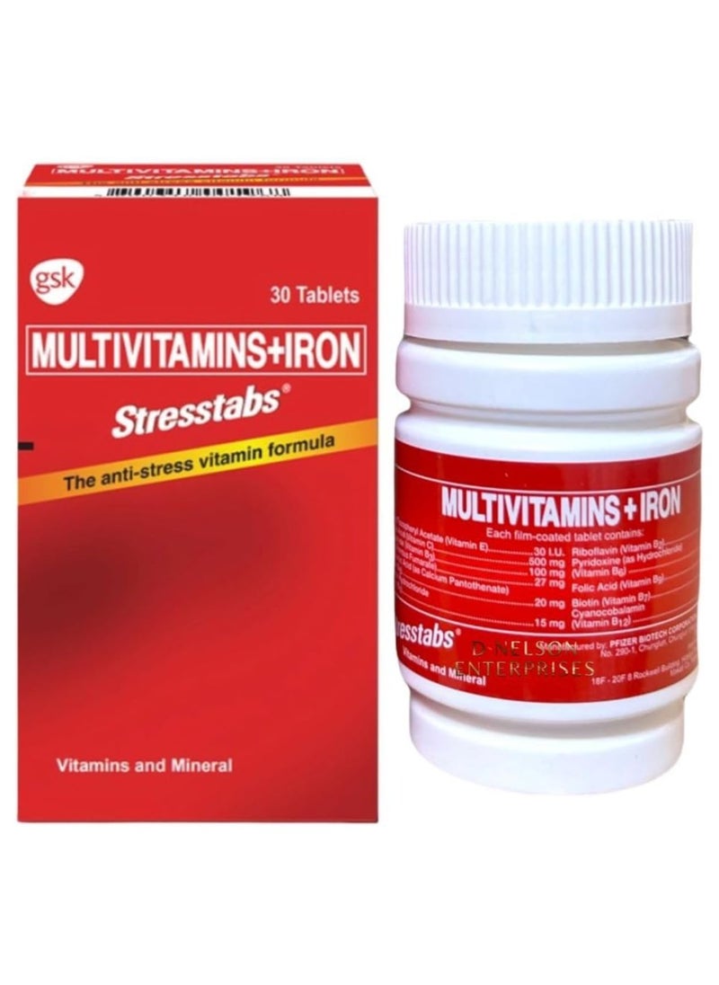gsk StressTabs Multivitamin & Iron Tablets - 30 